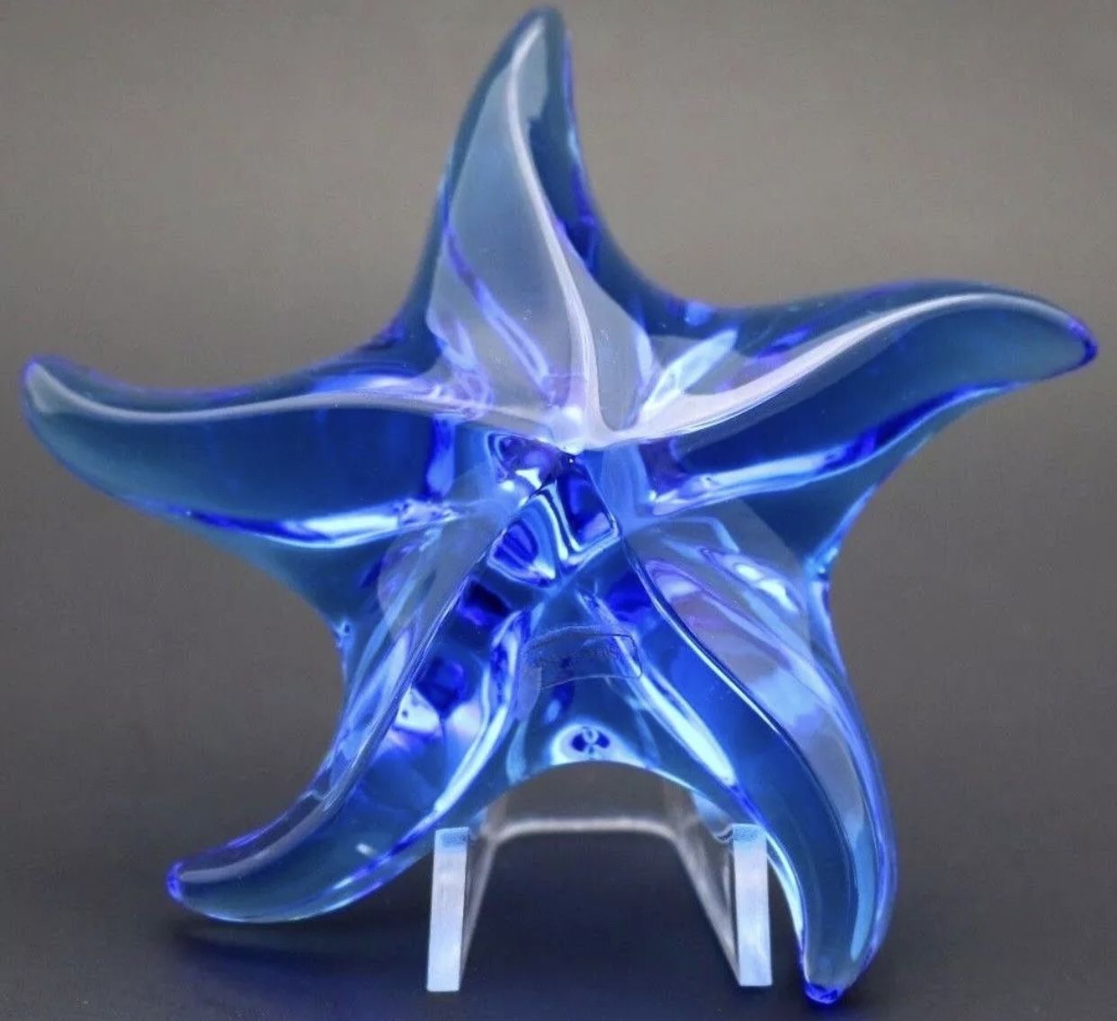 SAINT LOUIS FRANCE Cobalt Blue STARFISH Art Glass PAPERWEIGHT Sculpture