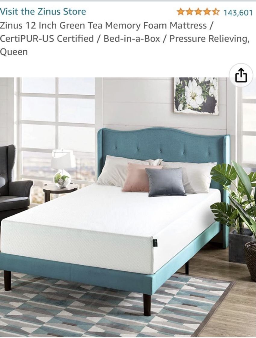Zinus 12 Inch Green Tea Memory Foam Mattress / CertiPUR-US Certified Pressure Relieving