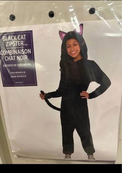 Black cat zipster costume medium 8-10