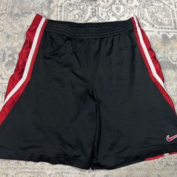 VINTAGE Mens Nike Shorts Size L Red Black White Swoosh 