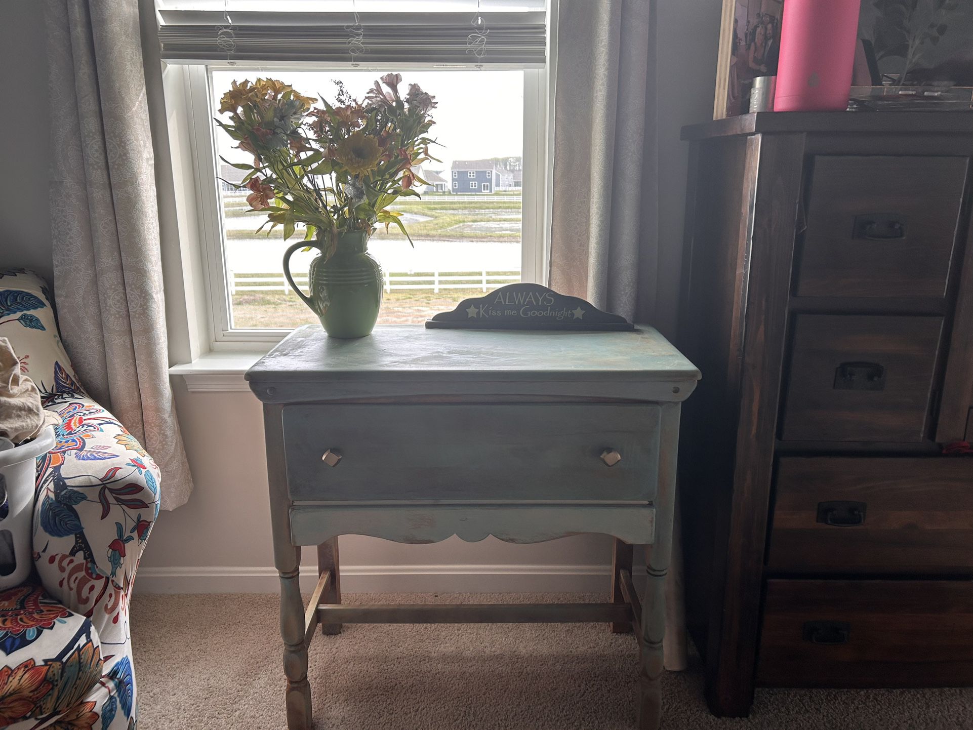 Mermaid blue Restored accent table 