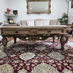 ✨ RARE 19th-CENTURY ANTIQUE MARBLE TOP COFFEE TABLE SET – 3 PIECES ✨