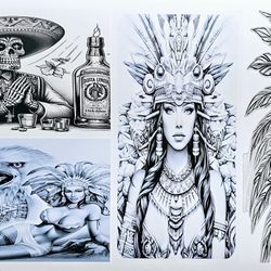 Aztec Woman and Eagel Decal Vinyl MURAL, Poster, Print Or Static Cling