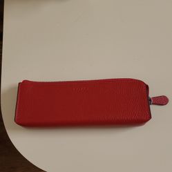 Red Leather COACH Pencil Case