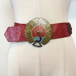 Lara Kazan Vintage Peacock Enamel Statement Belt Boho Artisan