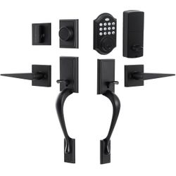 Door Lock - Keypad Deadbolt Electronic Keyless Entry Door Lock with Handle for Double Door, Matte Black