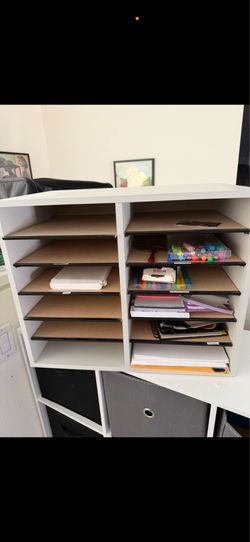 Mailbox with Adjustable Shelves, Wood Paper and Mail Sorter, Gray