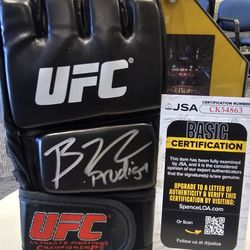 BJ Penn inscribed "the prodigy" SIGNED (JSA COA) UFC Glove autographed MMA