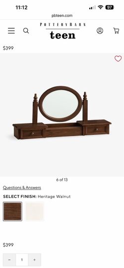 Pottery Barn Teen Vanity Mirror with Drawers