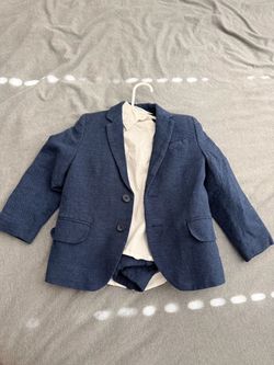 Toddler Boys Navy Blazer and White Shirt Set