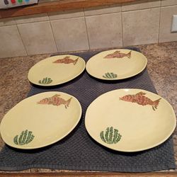  4 Pc Fish 9" Dinner Plates-NEW 