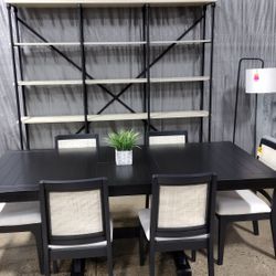 6 PC Bo Ho Dining Set With Storage Leaf (New)