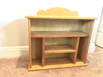 Beautiful small oak wooden 3 tier Shelf wood asian curio cabinet