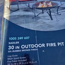 Hampton Bay
Sadler 29.33 in. D 19.21 in. H Round Steel Wood Fire Pit in Bronze with Spark Screen and Poker
