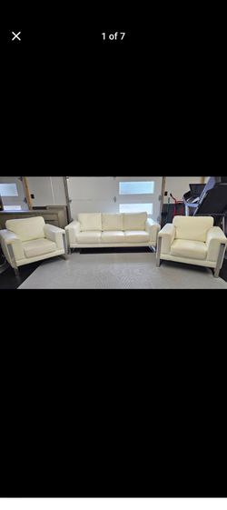 Leather Couch and matching Chairs