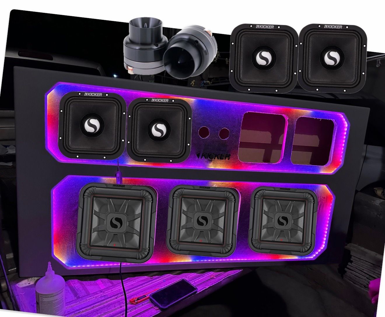 SILVERADO OR SIERRA SINGLE CAB 2019-2026 POWERFUL BASS AND VOICE PACKAGE KICKER AUDIO CUSTOM BOX
