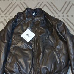 ALO BOMBER FAUX LEATHER JACKET 