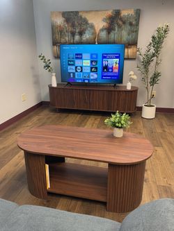 65" TV Stand/Coffee Table Set - Mid Century Modern (Fully Built)