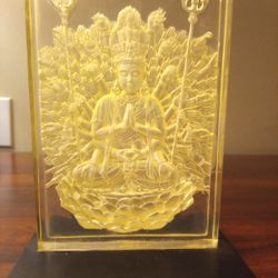 Thousand Arm Buddha Glass Relief 