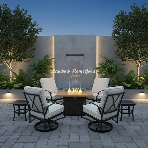 Patio Furniture Set Outdoor Swivel Chair With Fire Pit