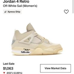 Nike Air Jordan 4 Retro OFF WHITE SAIL 