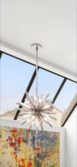 Arteriors- Waldorf Small Chandelier- 23.5" Brushed Nickel & Glass Prism Design