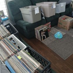 Vinyl record albums.