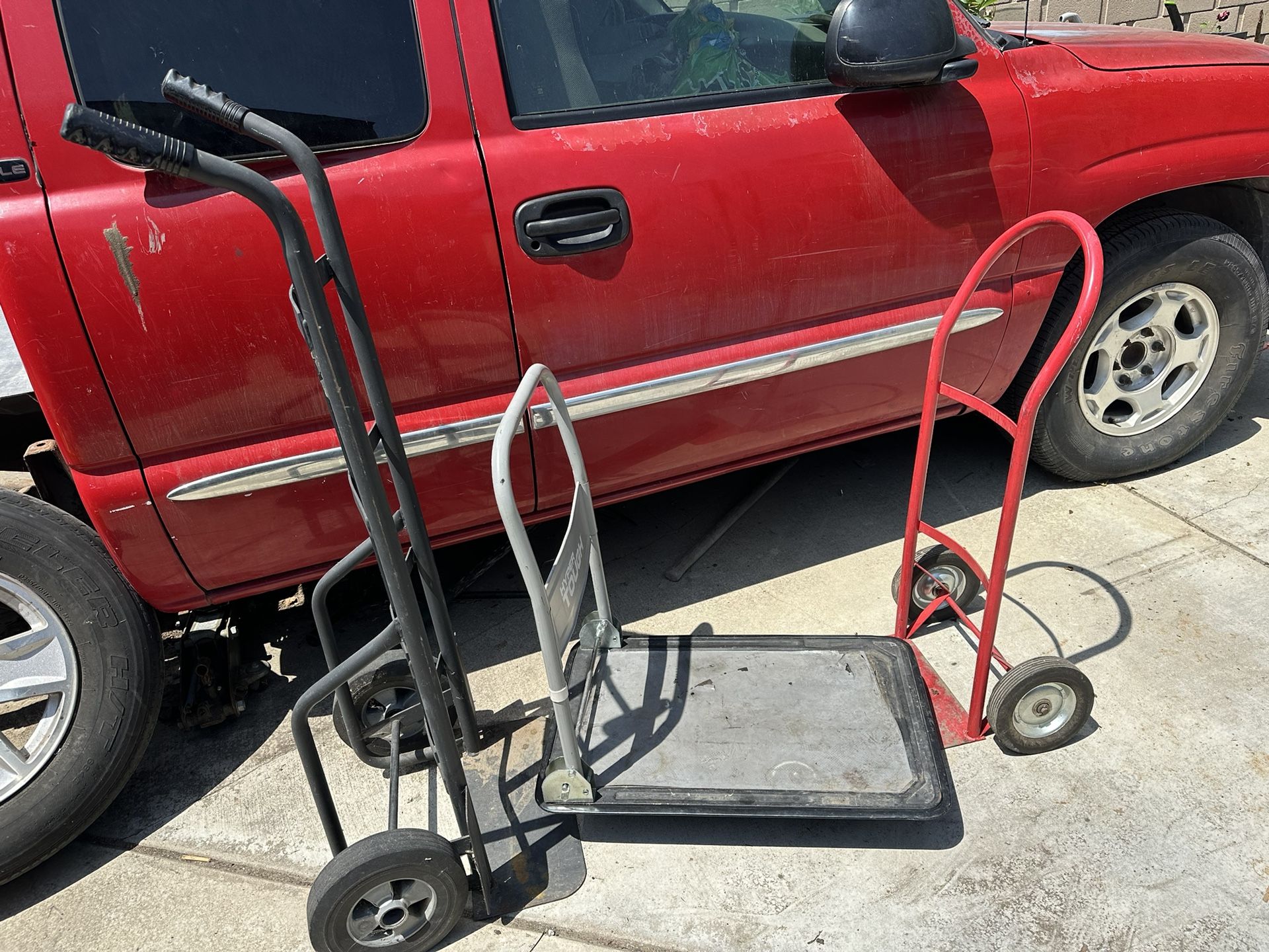 Lot Of 3 Utility Carts Tall Dolly Small Dolly Push Cart All Together