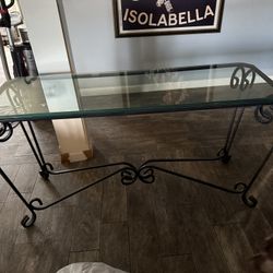 Wrought Iron/Beveled Glass Sofa Back Table