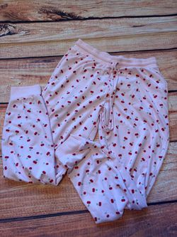 Pink Cherry Print Jogger Pants