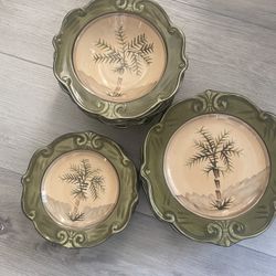 18 Pc Dinnerware Set Sauvignon West Indies Palm Trees