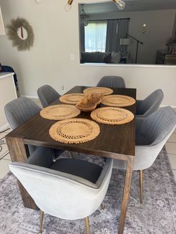 Grey Velvet Dining Chairs (6 chairs)