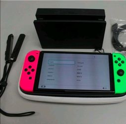 Nintendo Switch OLED Neon Pink Green 4 Joy-Cons