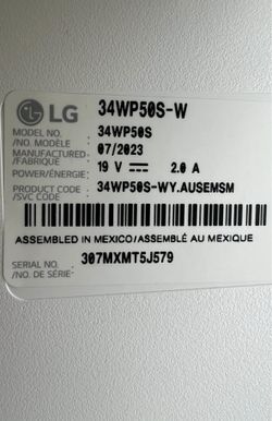 LG ultra wide 34” monitor