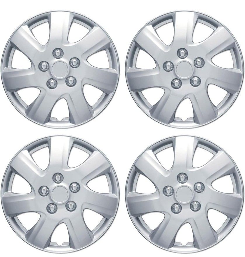 BDK KT-1021-16 King1 Silver Hubcaps Wheel Covers 16” – Four (4) Pieces Corrosion-Free & Sturdy – Full Heat & Impact Resista