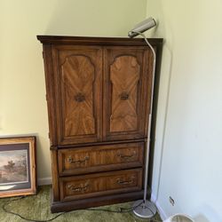 Vintage Wood Armoire / Cabinet with Drawers – Classic Mid-Century Style