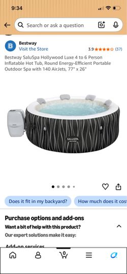 Bestway SaluSpa Luxe 4 to 6 Person Inflatable Hot Tub, Round Energy-Efficient Portable Outdoor Spa with 140 AirJets, 77" x 26"