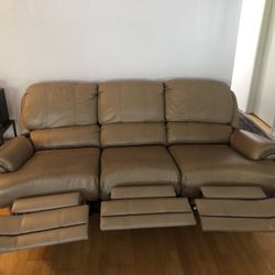 Leather Love Seat and Couch Recliner Set