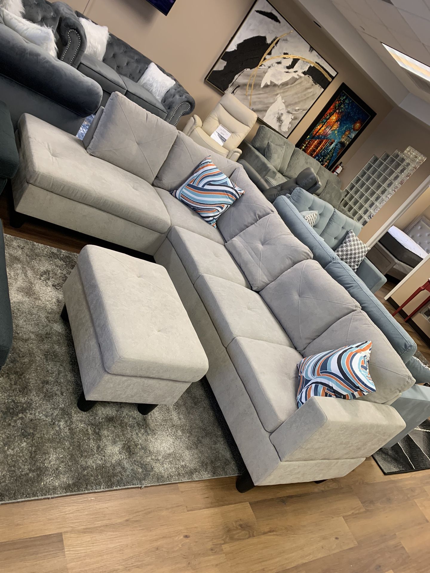 Special Price ‼️3PCS Gray Sectional Sofa Set (Left Chaise)