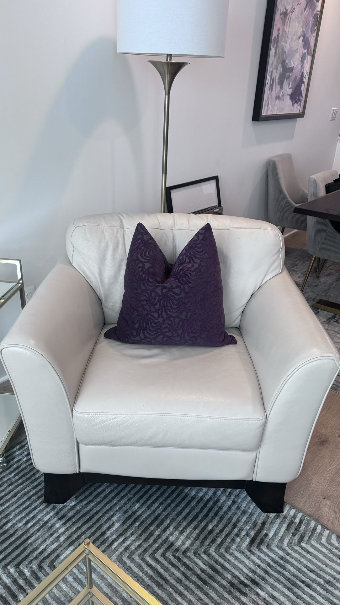 Chateau d'Ax leather armchair and ottoman