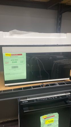 Samsung Bespoke 2.1 cu. ft. 1000W Smart White Glass Over-the-Range Microwave with Auto Connectivity and LCD Display