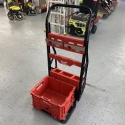 Milwaukee 48-22-8415 PACKOUT 20” 2-Wheel Utility Tool Cart with (2) 48-22-8344 Belt Clip Rack Tool Holders & 48-22-8440 18.6” Tool Stor TPW012159