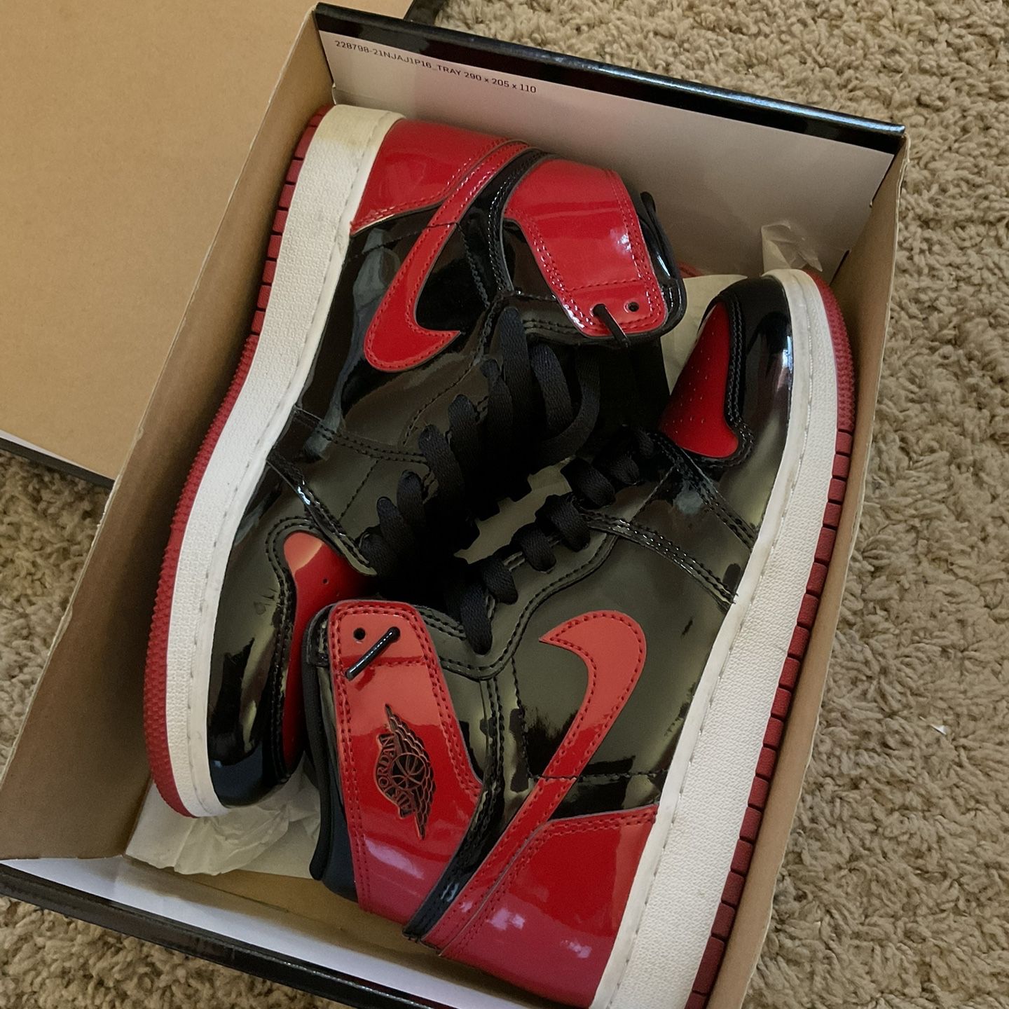 Air Jordan Patent Bred 1s 