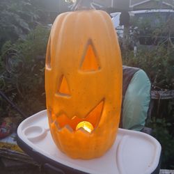 Tall Plastic Pumpkin Battery Operated With A Disco Ball Light 