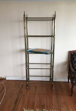 Brass and glass Etagere display shelf