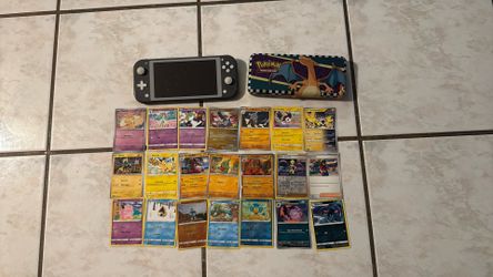 Nintendo Switch Lite Gray with Pokémon Cards and Pencil Case