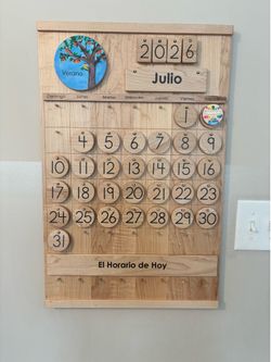 Perpetual wooden school calendar