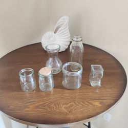 7 Small Glass Jars & Vases
