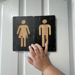 Male & Female Wooden bathroom signs 8”