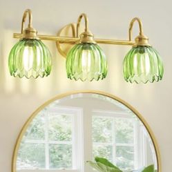 Bathroom Light Fixtures Gold, 3 Light (N43)
